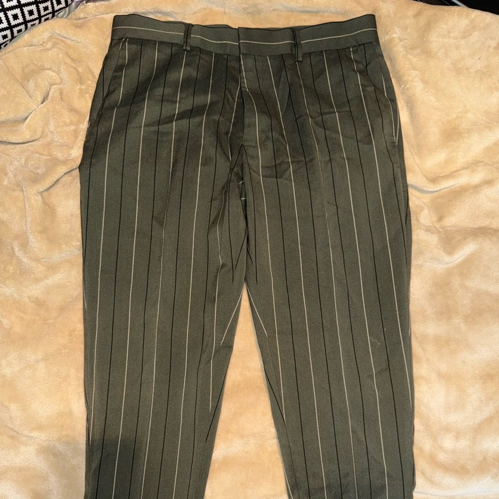 Asos Skinny Green Pinstripe Pants